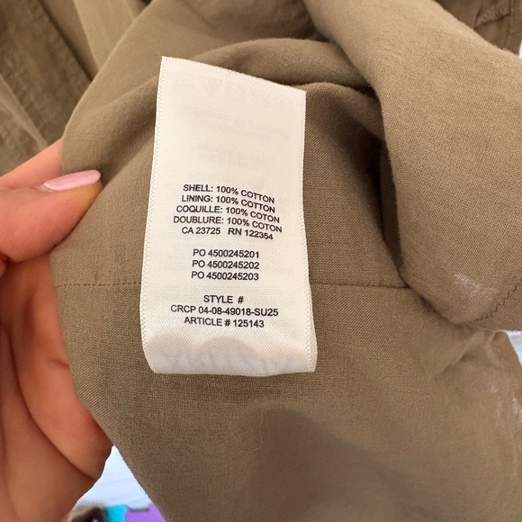 Wilfred Aritzia Governess Poplin Midi Dress Green Olive Short Sleeve Button Up S - Picture 9 of 16